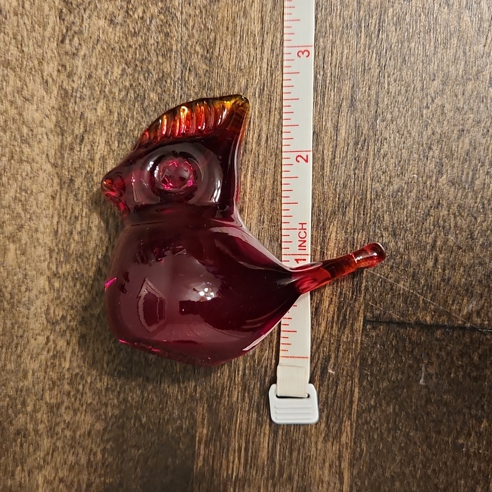 Red and Orange Glass Bosse Signed Cardinal Bird Figurines - Picture 7 of 9